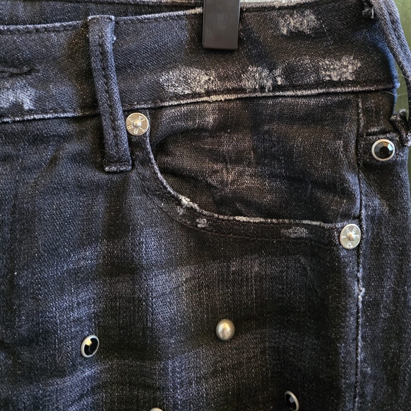 True Religion Halle Studded Super Skinny Jeans, Black Moon Stone, Sz 27 - Picture 7 of 12